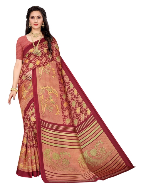 

AADVIKA Red & Green Floral Mysore Silk Saree