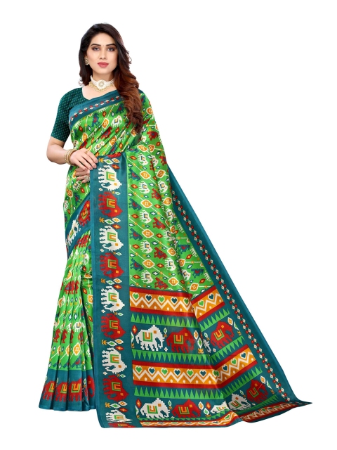 

AADVIKA Green & Blue Art Silk Mysore Silk Saree