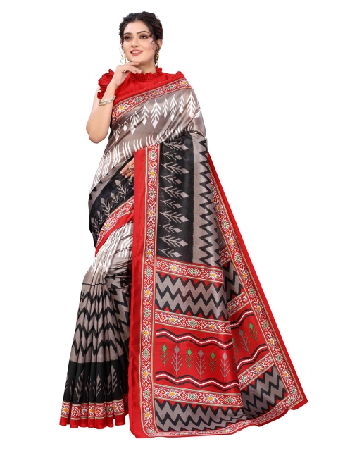 

AADVIKA Black & Taupe Ethnic Motifs Art Silk Mysore Silk Saree