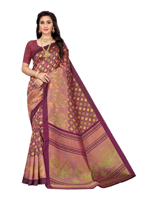 

AADVIKA Purple & Pink Ethnic Motifs Art Silk Mysore Silk Saree