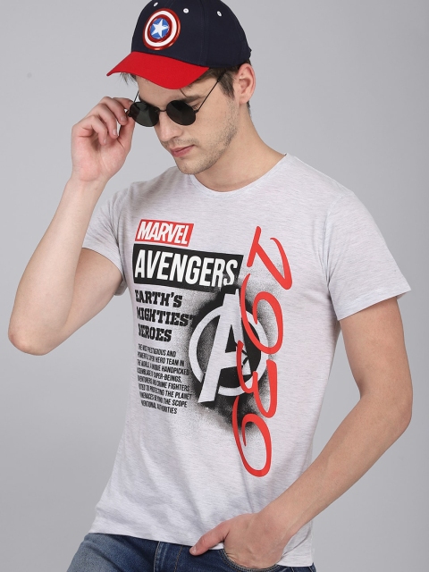 

Free Authority Men Grey & Black Typography Avengers Printed T-shirt