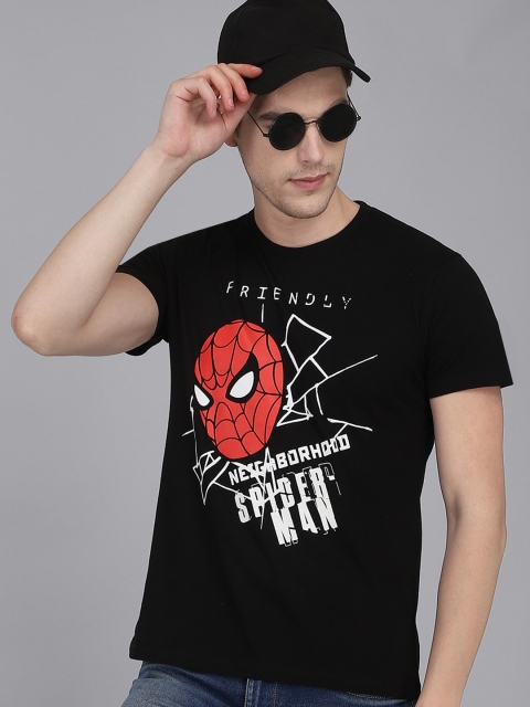 

Free Authority Men Black Spider-Man Printed Cotton T-shirt