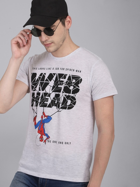

Free Authority Men Grey Typography Spider-Man Printed Cotton T-shirt