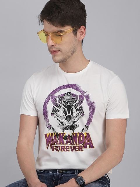 

Free Authority Men White & Purple Black Panther Featured Tshirt