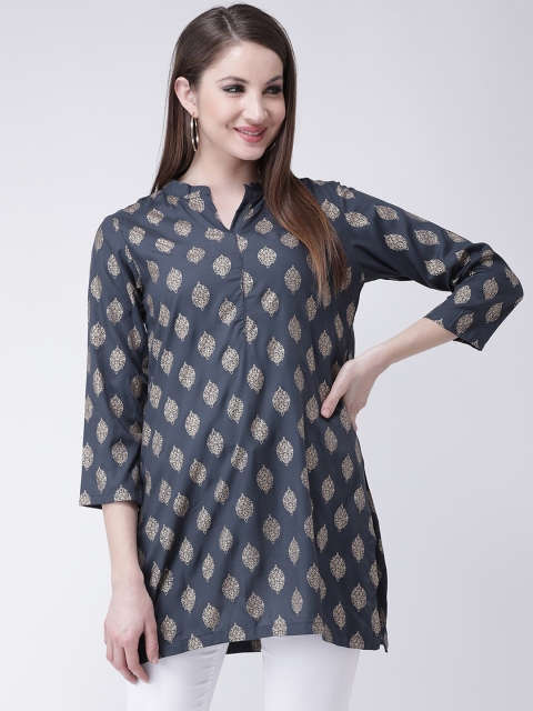 

Castle Lifestyle Grey & Gold-Toned Ethnic Motifs Printed Kurti