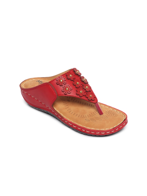 

Myra Red Comfort Sandals with Tassels
