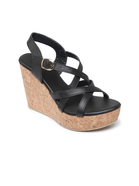 

Myra Black Solid Wedge Peep Toes