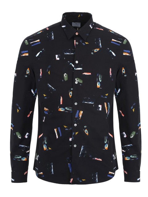 

PS By Paul Smith Men Black Printed Cotton Casual Shirt