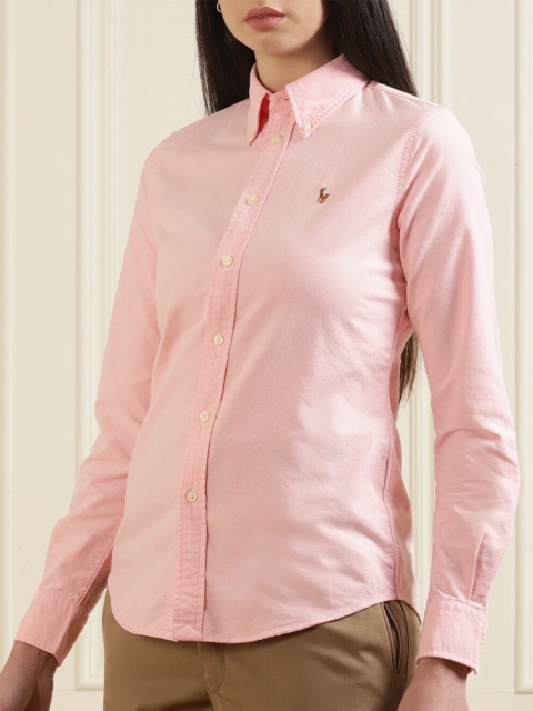 

Polo Ralph Lauren Women Pink Solid Regular Fit Cotton Casual Shirt