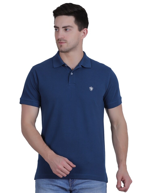

Kawach Men Navy Blue Polo Collar Pure Cotton Antimicrobial Outdoor T-shirt