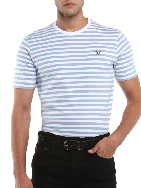 

Crew Clothing Men Blue Striped Cotton Slim Fit T-shirt