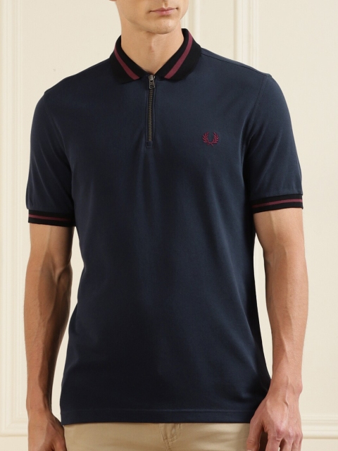 

Fred Perry Men Blue Polo Collar Pure Cotton T-shirt