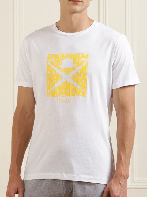 

HACKETT LONDON Men White Printed Pure Cotton T-shirt