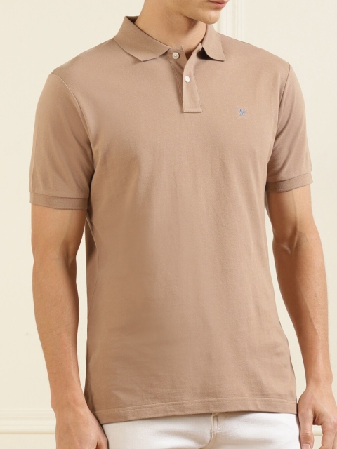 

HACKETT LONDON Men Beige Polo Collar Pure Cotton T-shirt