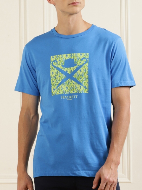 

HACKETT LONDON Men Blue Printed Cotton T-shirt
