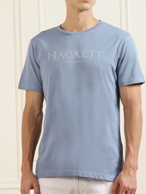 

HACKETT LONDON Men Blue Typography Pure Cotton T-shirt