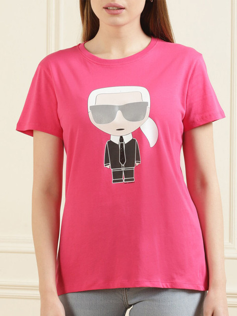 

Karl Lagerfeld Pink Printed Organic Cotton T-shirt