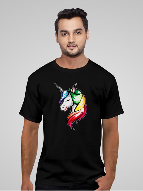 

Pootlu Men Black Printed Applique T-shirt