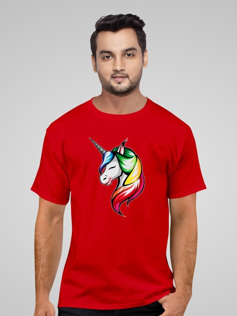 

Pootlu Men Red Printed Applique T-shirt