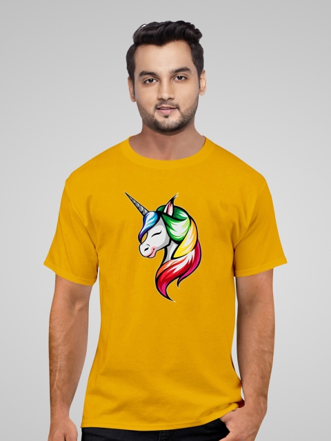 

Pootlu Men Yellow Printed Applique T-shirt