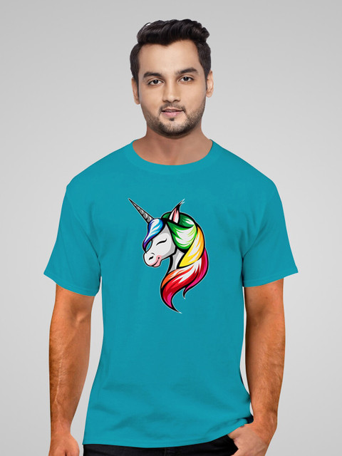 

Pootlu Men Turquoise Blue Printed T-shirt