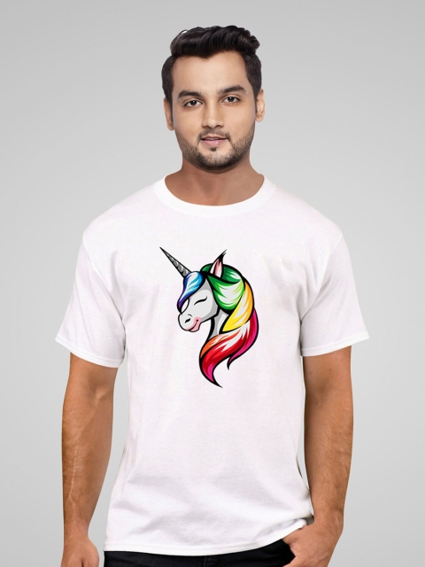 

Pootlu Men White Printed Applique T-shirt