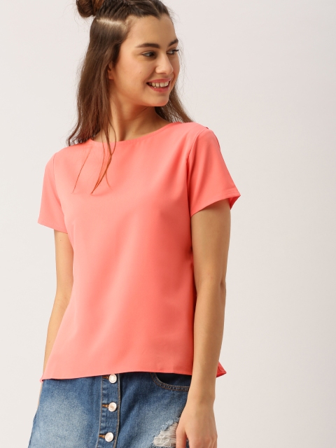 

DressBerry Women Coral Pink Solid Top