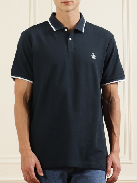 

Original Penguin Men Navy Blue Polo Collar Organic Cotton T-shirt