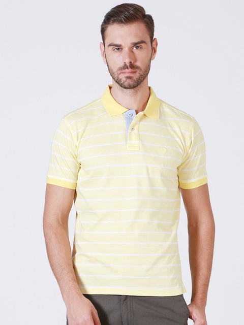 

Allen Solly Men Yellow Striped Polo T-shirt
