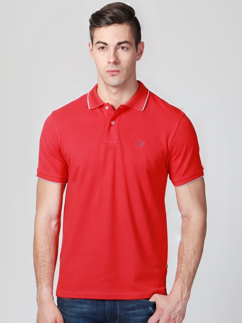 

Solly Sport by Allen Solly Men Red Solid Polo Collar T-Shirt