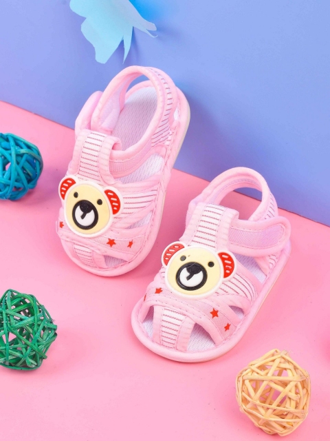 

POPLINS Kids Pink & White Striped Cotton Booties