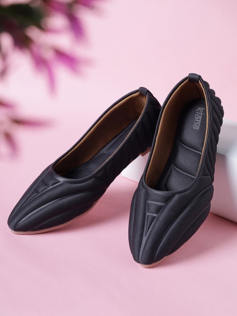 

Kiana Women Black Colourblocked Ballerinas with Laser Cuts Flats