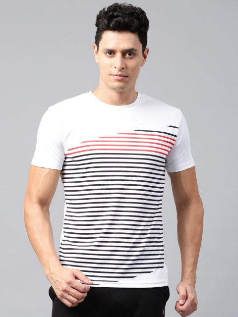 

HRX by Hrithik Roshan Men White Striped Round Neck T-shirt