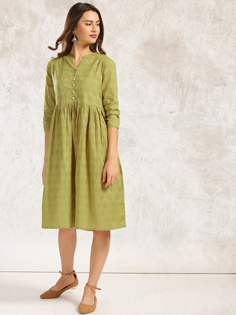 

Anouk Women Green Jacquard Anarkali Kurta