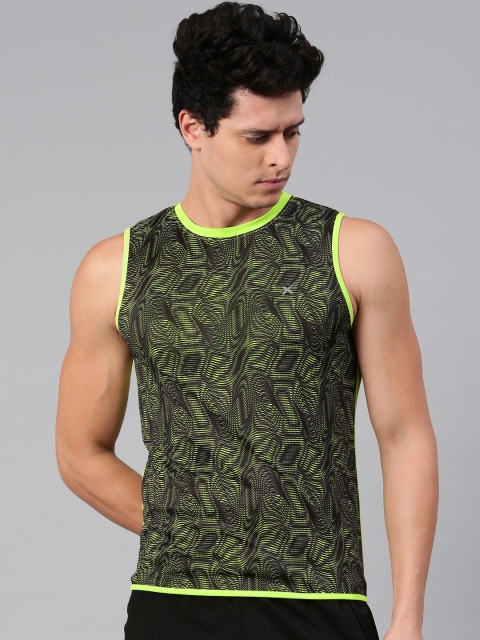 

HRX by Hrithik Roshan Green & Black Printed Round Neck T-shirt