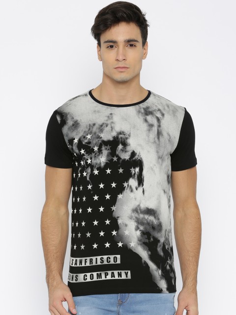 

SF JEANS by Pantaloons Men Black Printed Round Neck T-shirt