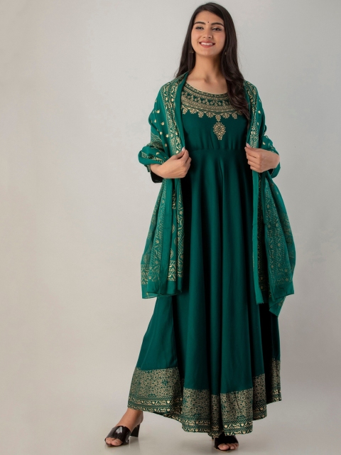 

Lovista Green Printed Anarkali Kurta Dupatta Set