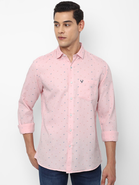 

Allen Solly Men Pink Slim Fit Printed Pure Cotton Casual Shirt