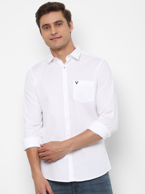 

Allen Solly Men White Slim Fit Solid Cotton Casual Shirt
