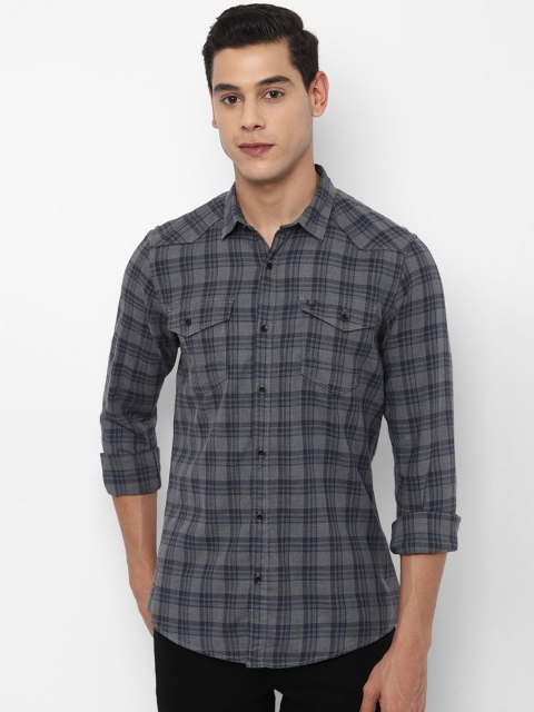 

Allen Solly Sport Men Grey Regular Fit Checked Cotton Casual Shirt