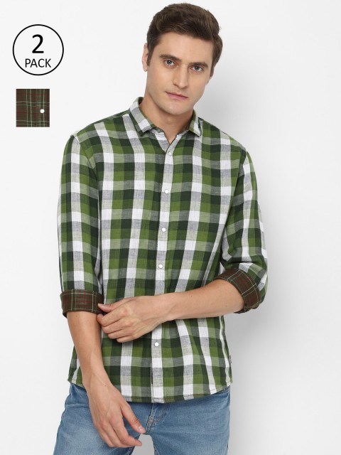 

Louis Philippe Jeans Men Green Slim Fit Checked Casual Shirt