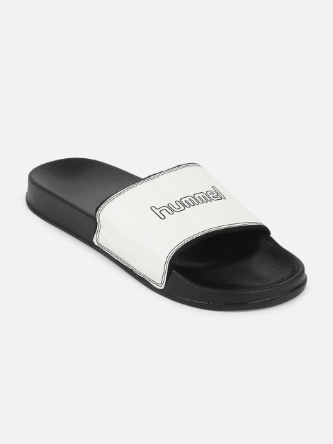

hummel Men White & Black Printed Sliders