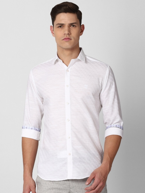 

V Dot Men White Slim Fit Casual Shirt