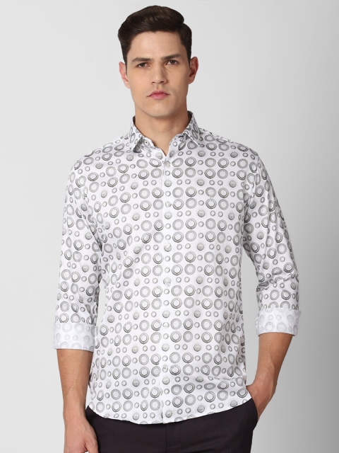 

V Dot Men Grey Slim Fit Floral Printed Casual Shirt