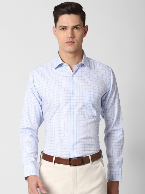 

Van Heusen Men Blue Checked Pure Cotton Formal Shirt