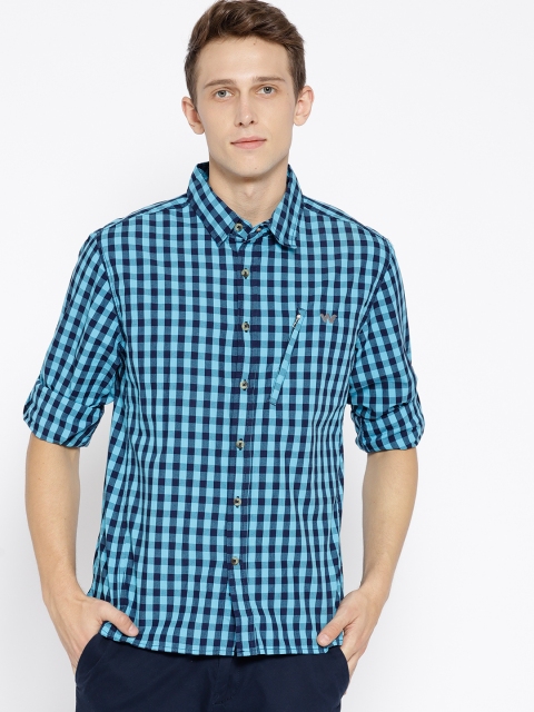 

Wildcraft Men Blue Checked Casual Fs Shirt
