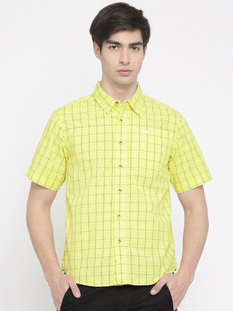 

Wildcraft Men Yellow & Black Comfort Fit Checked Casual Hs Shirt