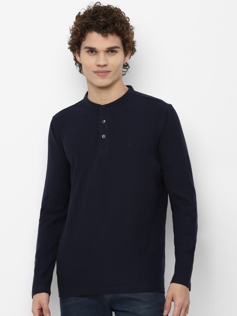 

Allen Solly Men Navy Blue Henley Neck T-shirt