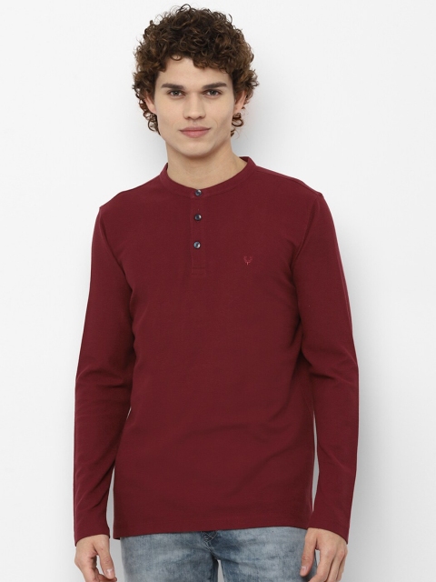 

Allen Solly Men Maroon Henley Neck T-shirt