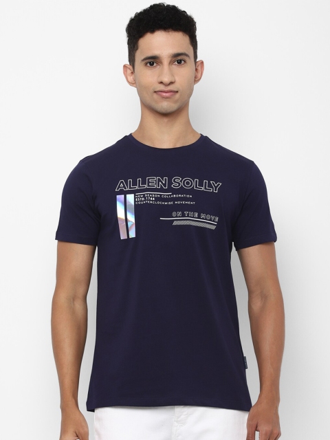 

Allen Solly Men Navy Blue Typography Printed T-shirt
